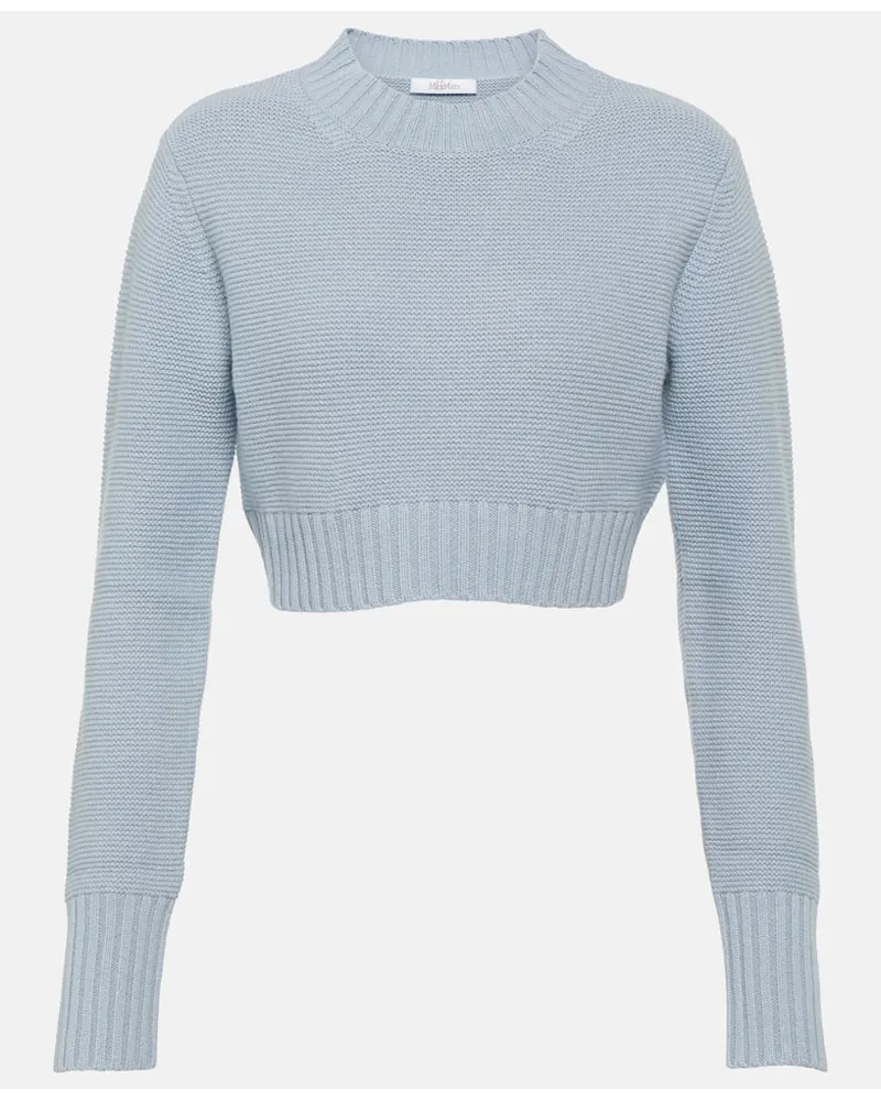 Max Mara Pullover cropped Kaya in cashmere Blu