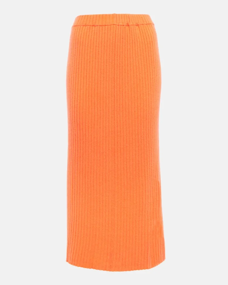 Jardin des Orangers Gonna midi in cashmere a coste Arancione