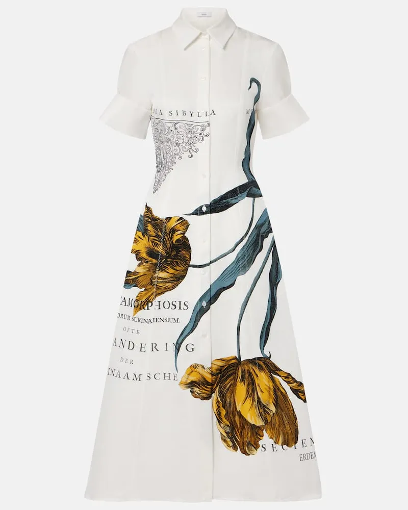 Erdem Abito chemisier in misto cotone con stampa Multicolore