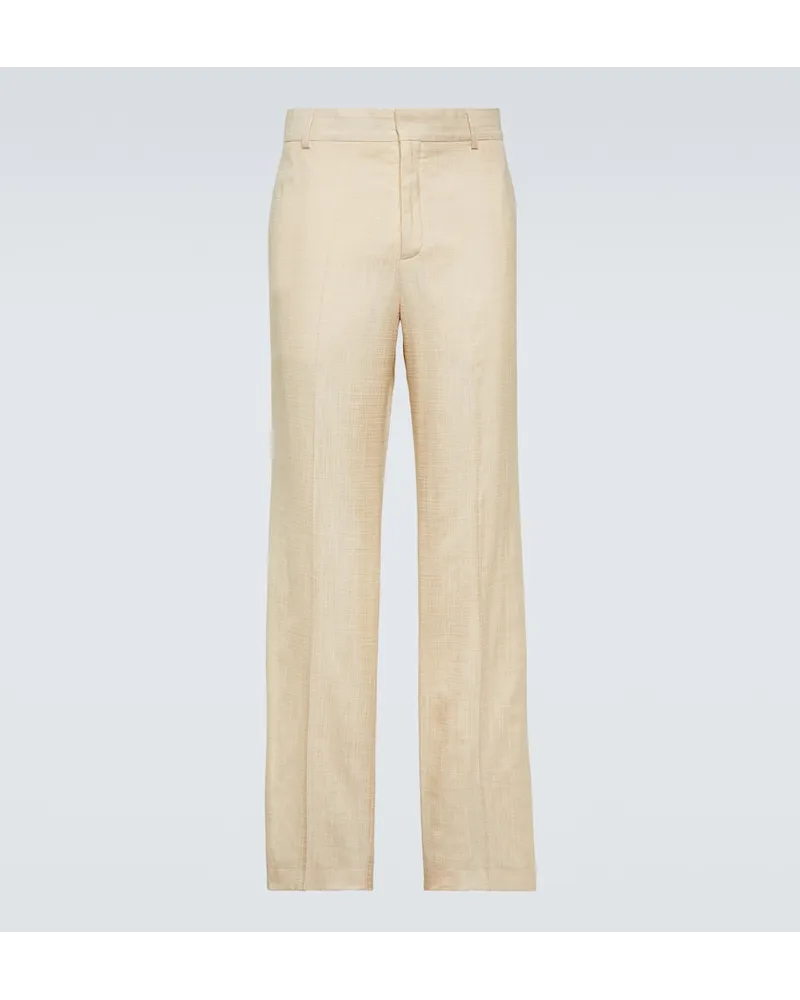 Wales Bonner Pantaloni regular Paris a vita alta Bianco