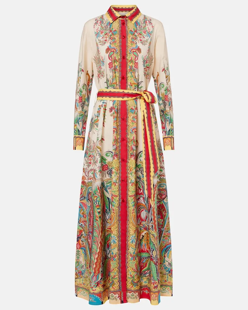 Etro Abito chemisier in cotone con stampa paisley Bianco