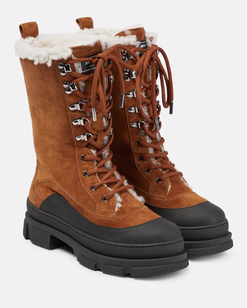 Jimmy Choo Stivaletti Aldea in suede con shearling Marrone