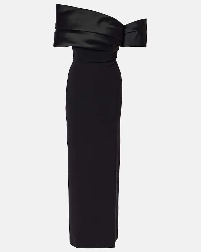 Solace London Abito lungo Alexis con raso Nero