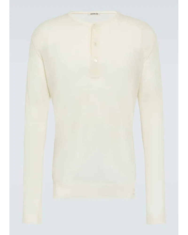AURALEE Top in lana e seta Bianco
