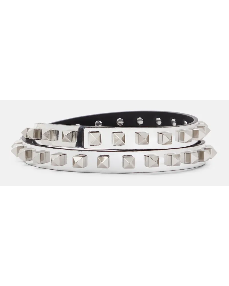 Valentino Garavani Cintura Rockstud 15 in pelle Argento