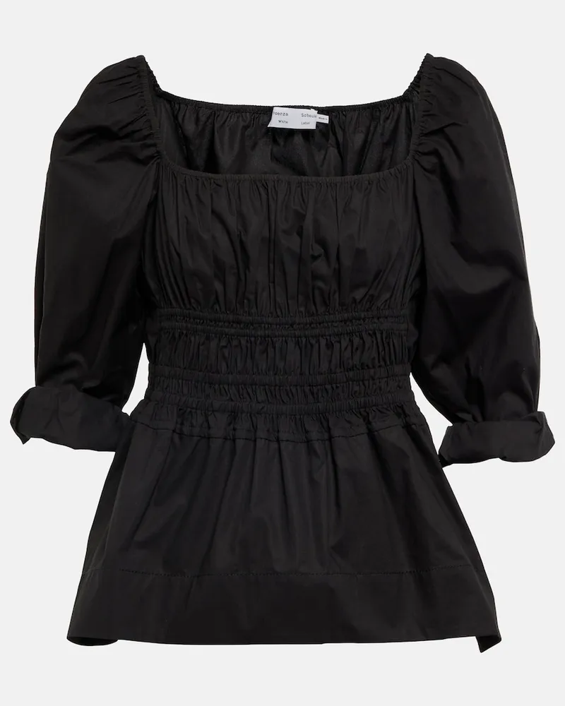 Proenza Schouler White Label - Top in popeline di cotone Nero