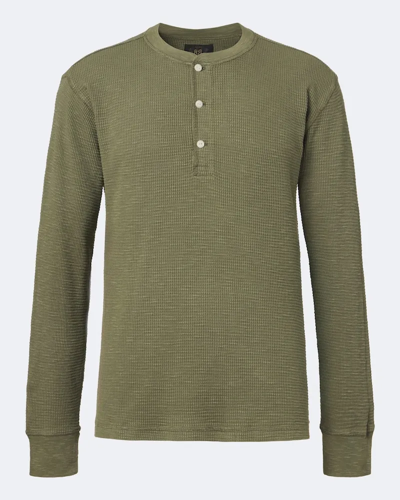 RRL Maglia Henley in cotone a nido d'ape Verde