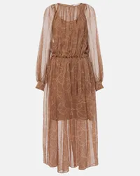 Max Mara Abito midi in georgette di seta Beige