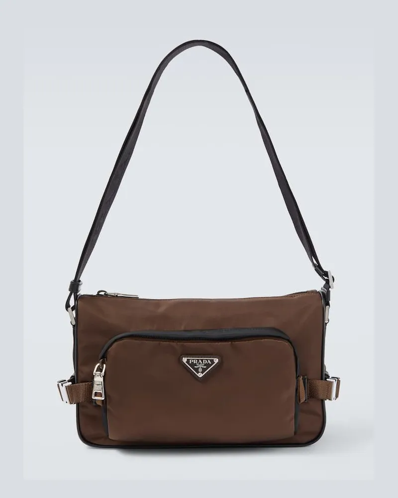 Prada Borsa a spalla in Re-Nylon Marrone