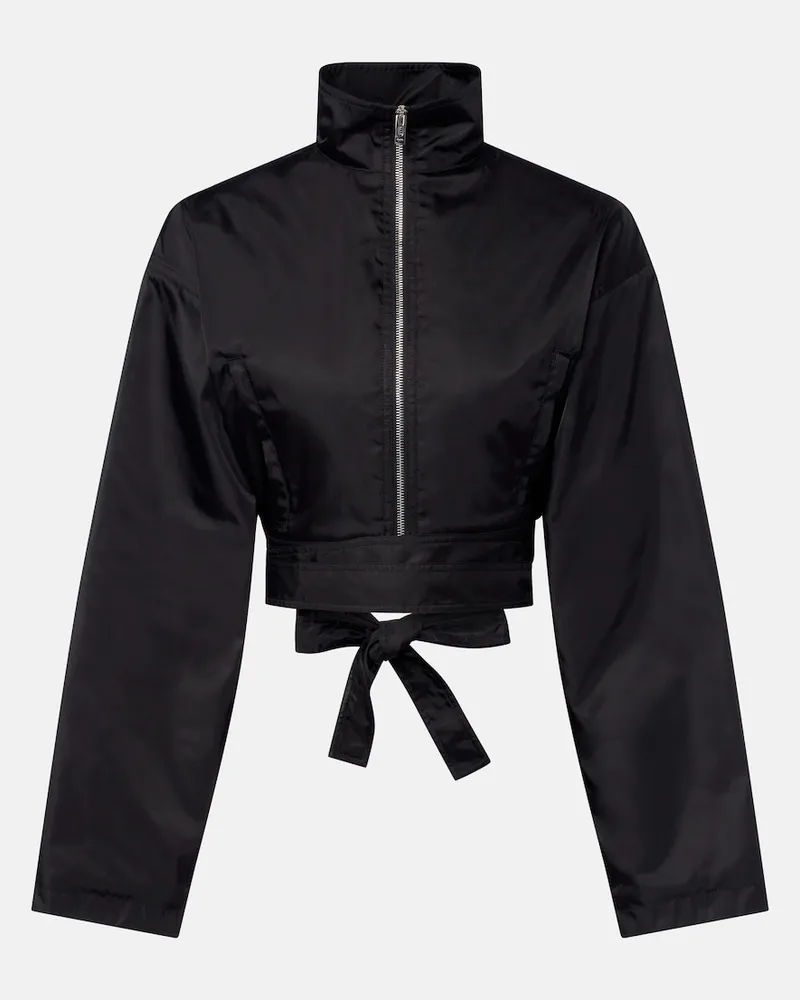 Alaïa Alaïa Bomber in taffettà con cintura Nero