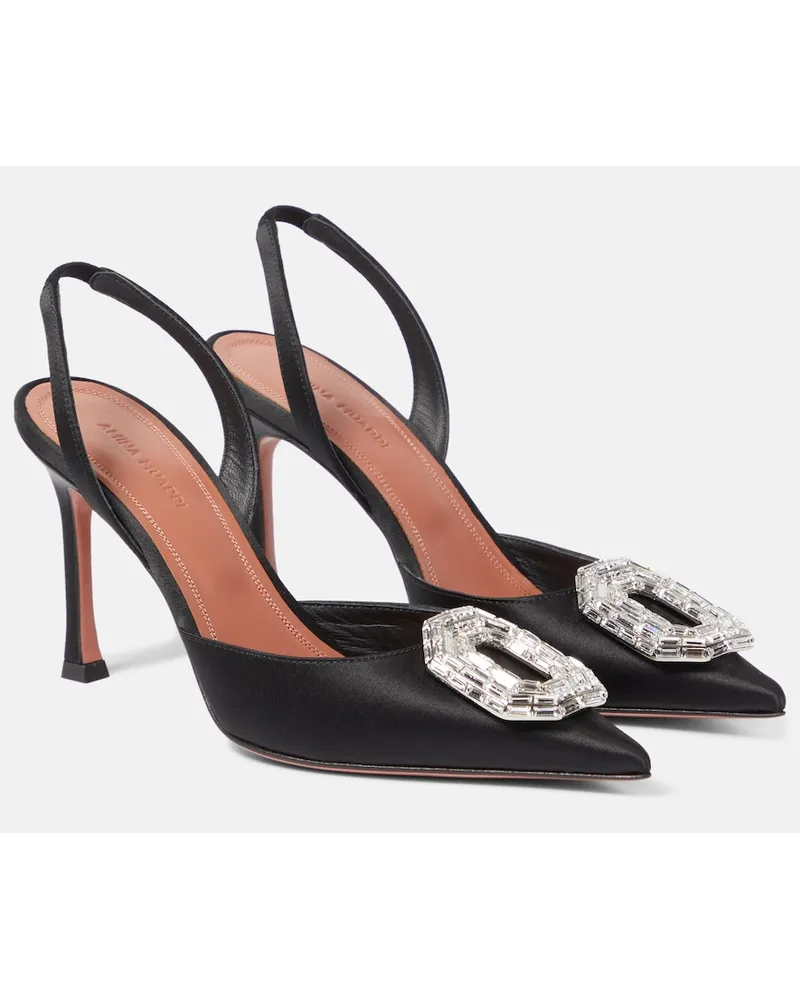 Amina Muaddi Pumps slingback Camelia 90 in raso Nero