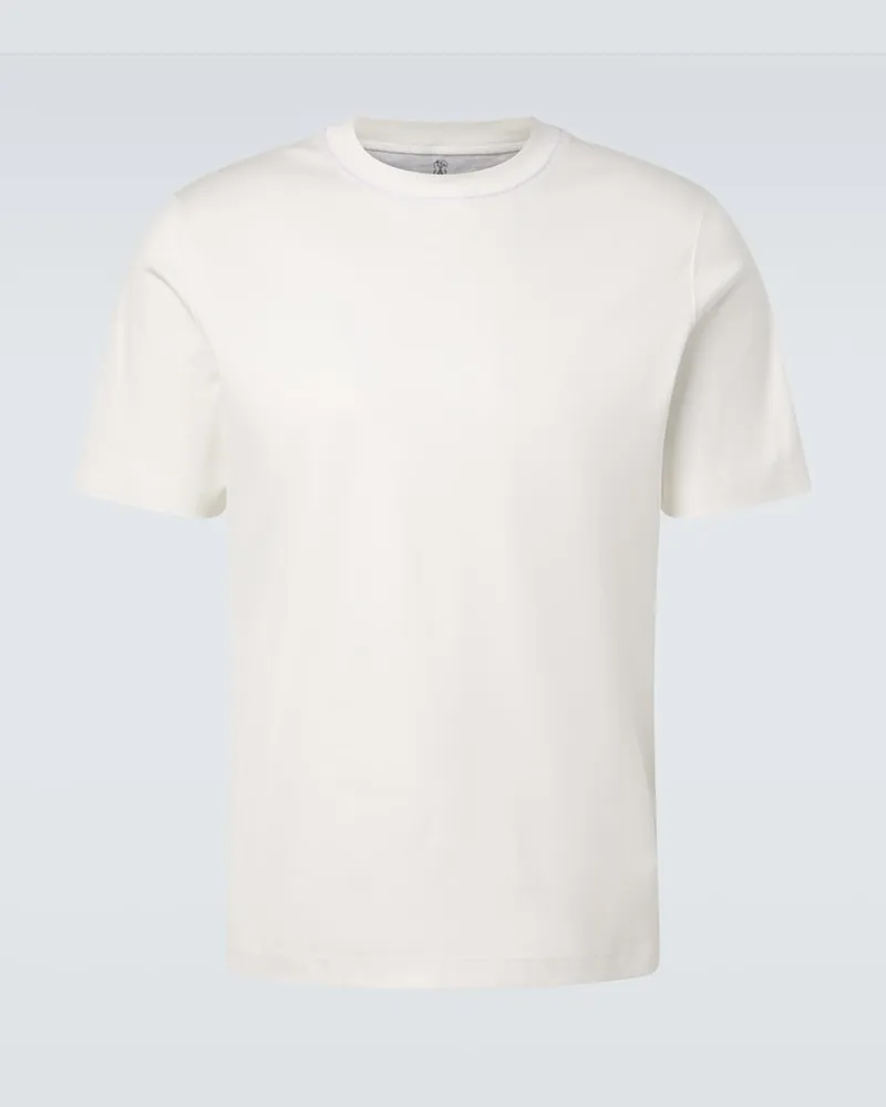 Brunello Cucinelli T-shirt in jersey di cotone Bianco