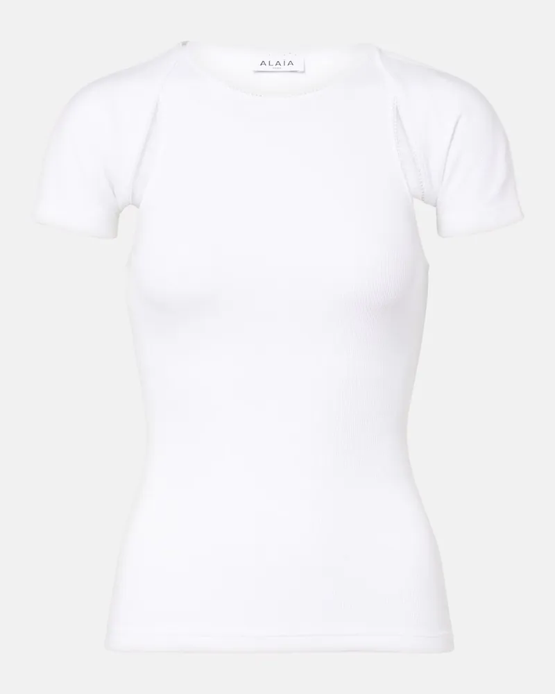 Alaïa Alaïa Top in jersey a coste Bianco