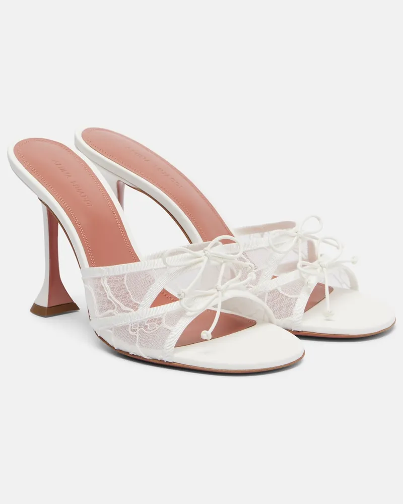 Amina Muaddi Mules Eleonora in pizzo Bianco