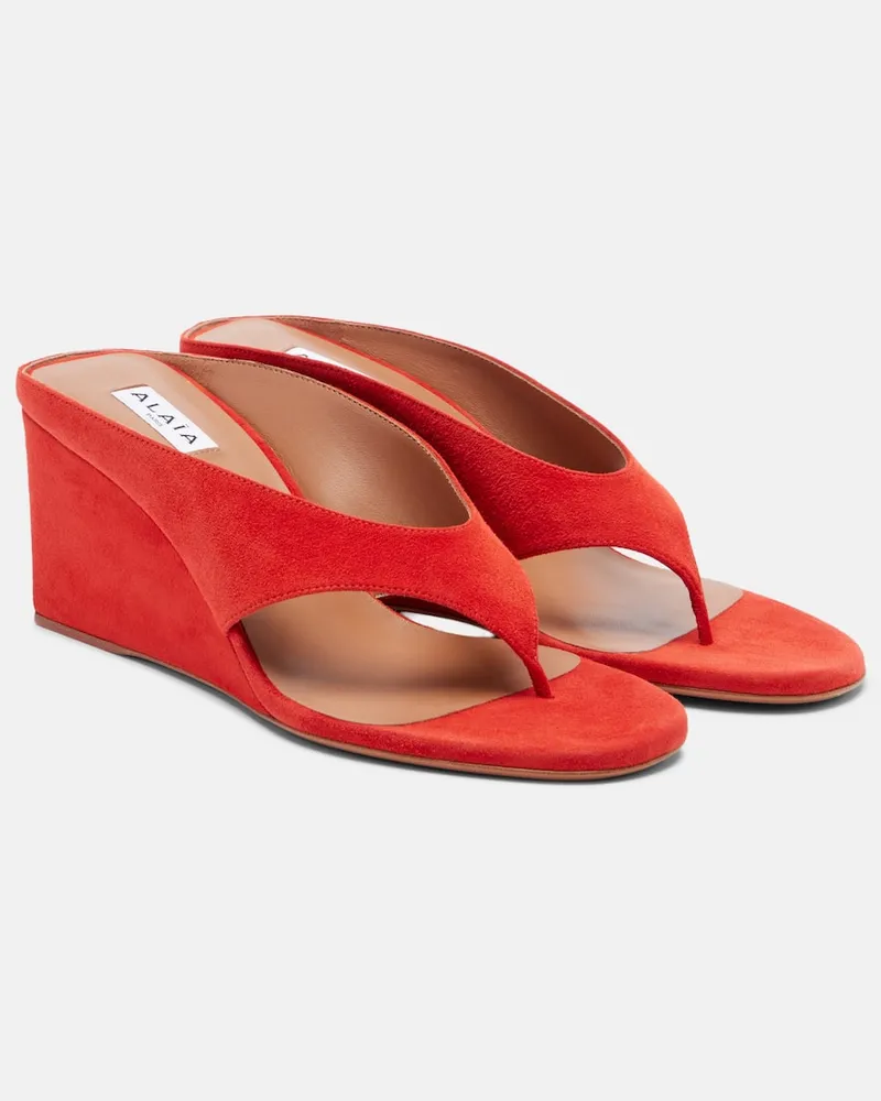 Alaïa AlaÃ¯a Sandali infradito Cube in suede con zeppa Arancione