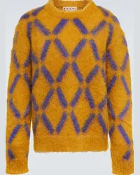 Marni Pullover in misto mohair con intarsi Giallo