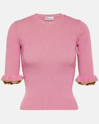 RED Valentino Top in misto lana a coste Rosa