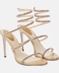 René Caovilla Sandali Cleo in pelle con cristalli Beige