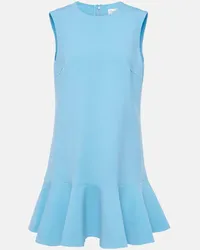 Oscar de la Renta Miniabito in misto lana con volant Blu