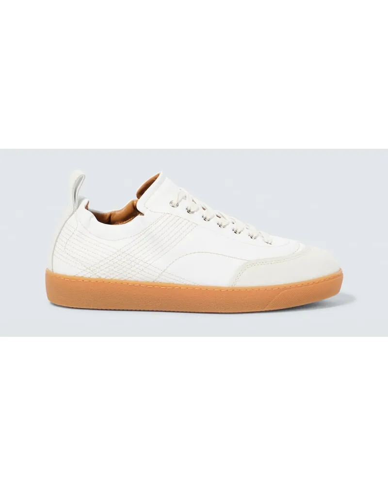 Dries van Noten Sneakers in pelle con suede Bianco
