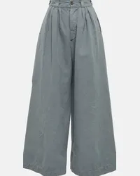 Maison Margiela Pantaloni in canvas di cotone e lino Blu