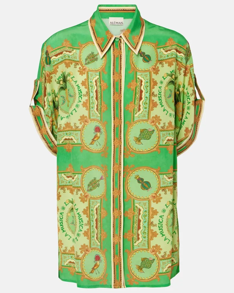 ALEMAIS AlÃ©mais Camicia La Musica in seta con stampa Verde