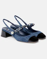 Miu Miu Pumps slingback in vernice e denim Blu