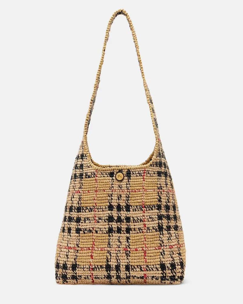 Burberry Shopper Burberry Check Medium in rafia Neutro