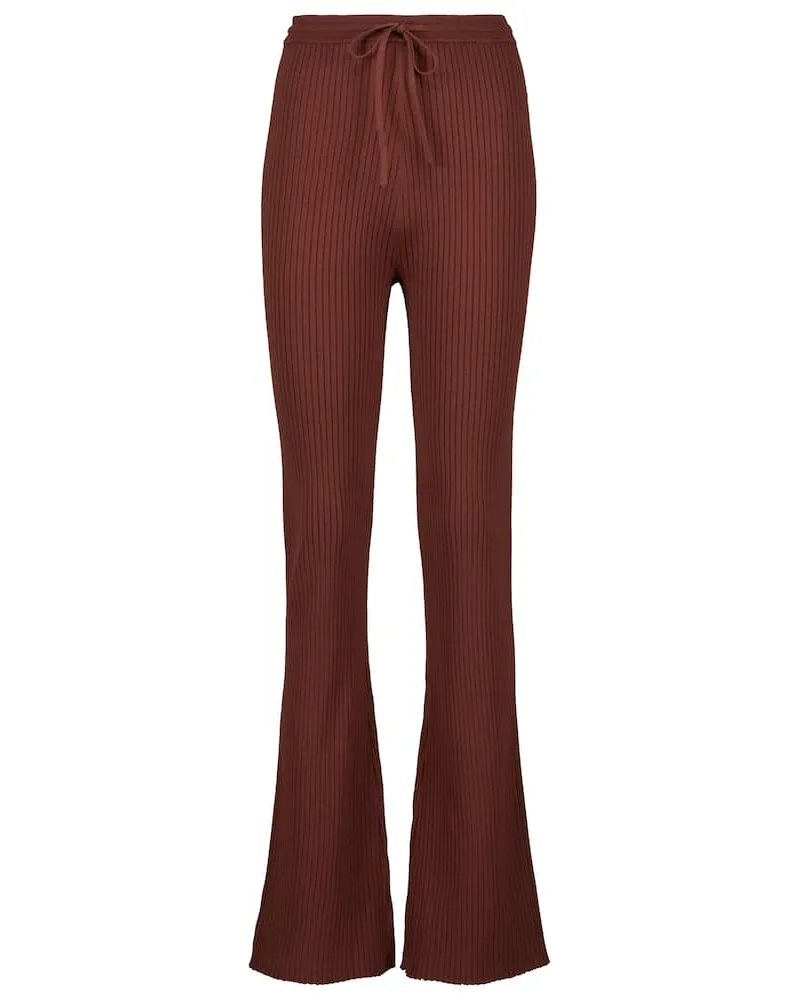 Nanushka Pantaloni Cornelie in maglia a coste Marrone