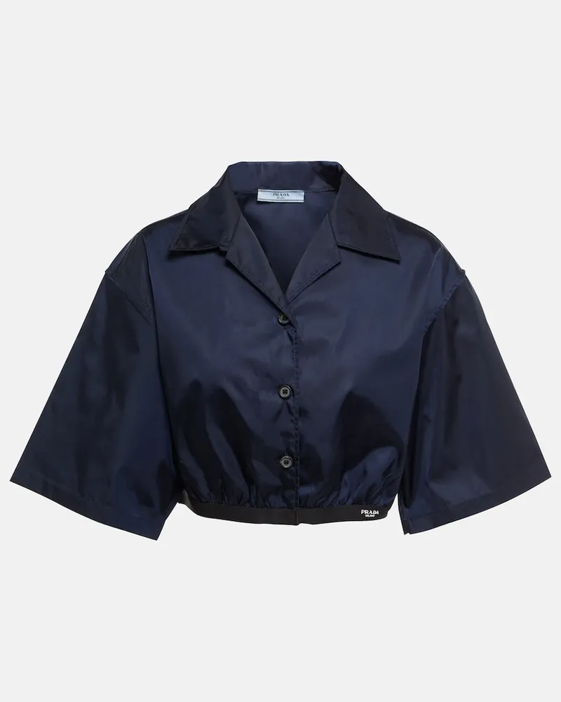 Prada Camicia cropped in Re-Nylon Blu