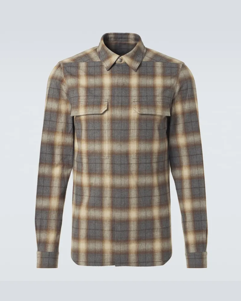 Rick Owens Camicia in cotone a quadri Grigio