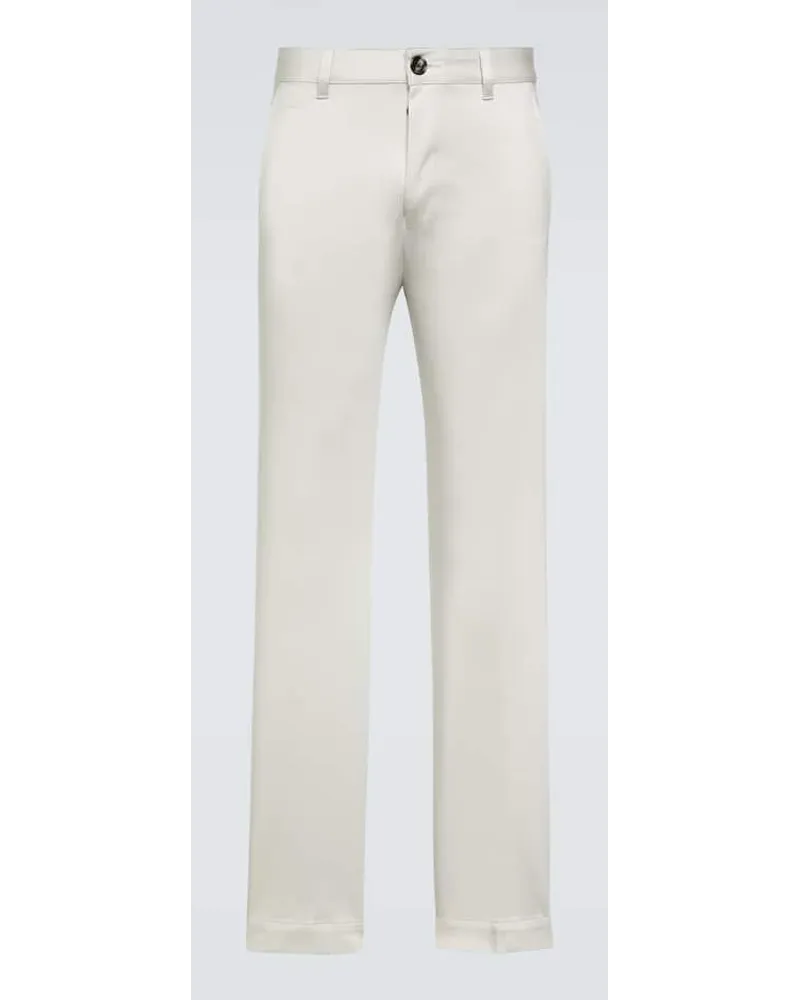 AMI Paris Pantaloni chino in raso di cotone Bianco