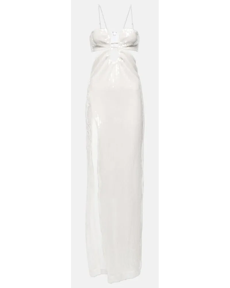 Nensi Dojaka Bridal - Abito lungo in tulle con paillettes Argento