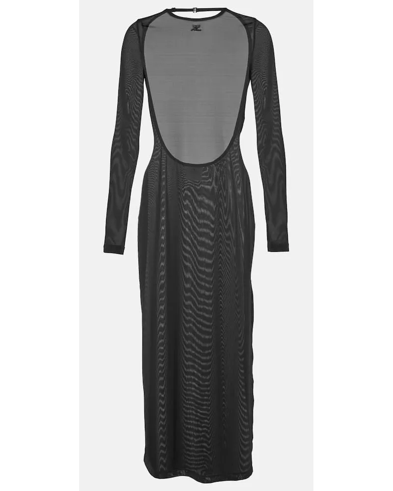 Courrèges CourrÃ¨ges Abito midi semitrasparente in jersey Nero