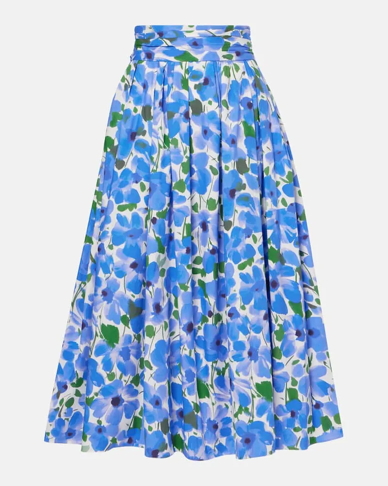 Carolina Herrera New York Gonna midi in misto cotone con stampa Blu
