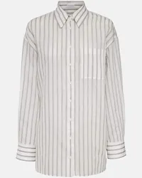 Brunello Cucinelli Camicia oversize in cotone e seta Bianco