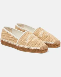 Jimmy Choo Espadrillas Brie Flat in rafia con logo Neutro