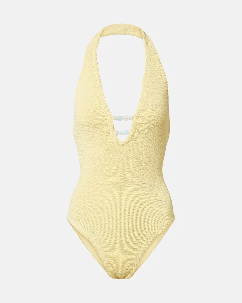 Hunza G Costume da bagno Adriana con perline Giallo