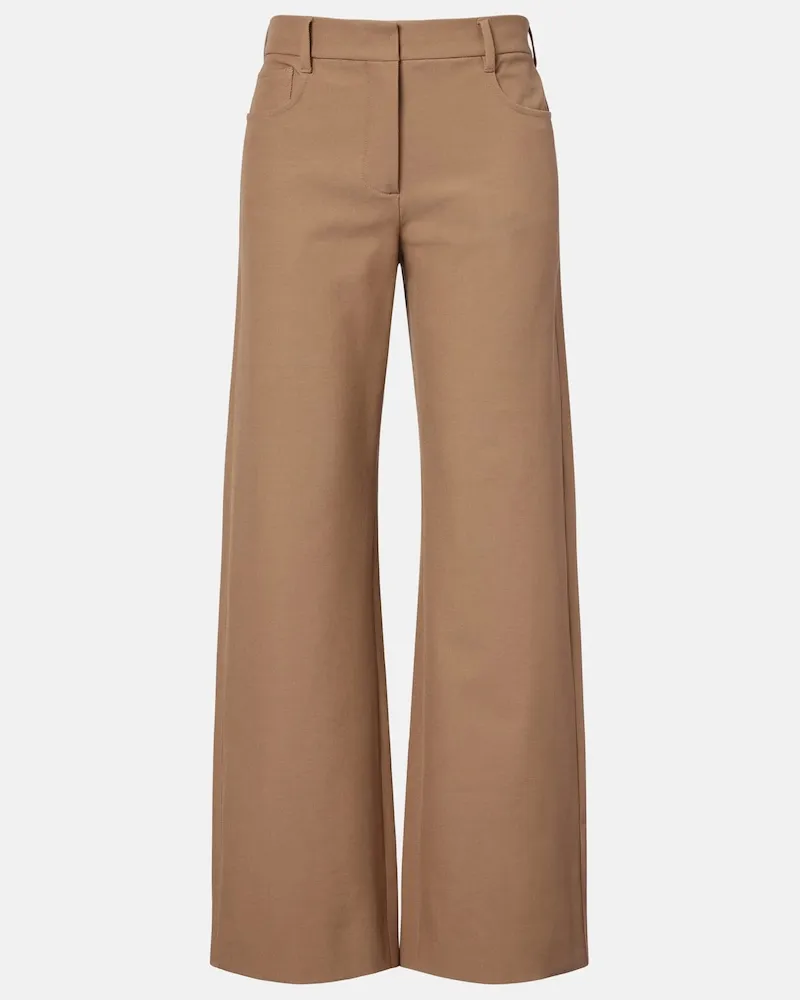 Max Mara Pantaloni a gamba larga in misto cotone Marrone