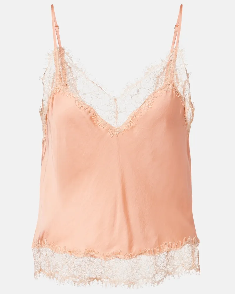 Poupette St Barth Top Zely in satin con pizzo Rosa