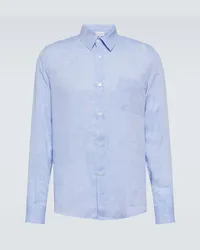 Derek Rose Camicia Monaco in lino Blu