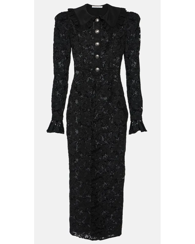 Alessandra Rich Abito midi in pizzo di misto cotone Nero