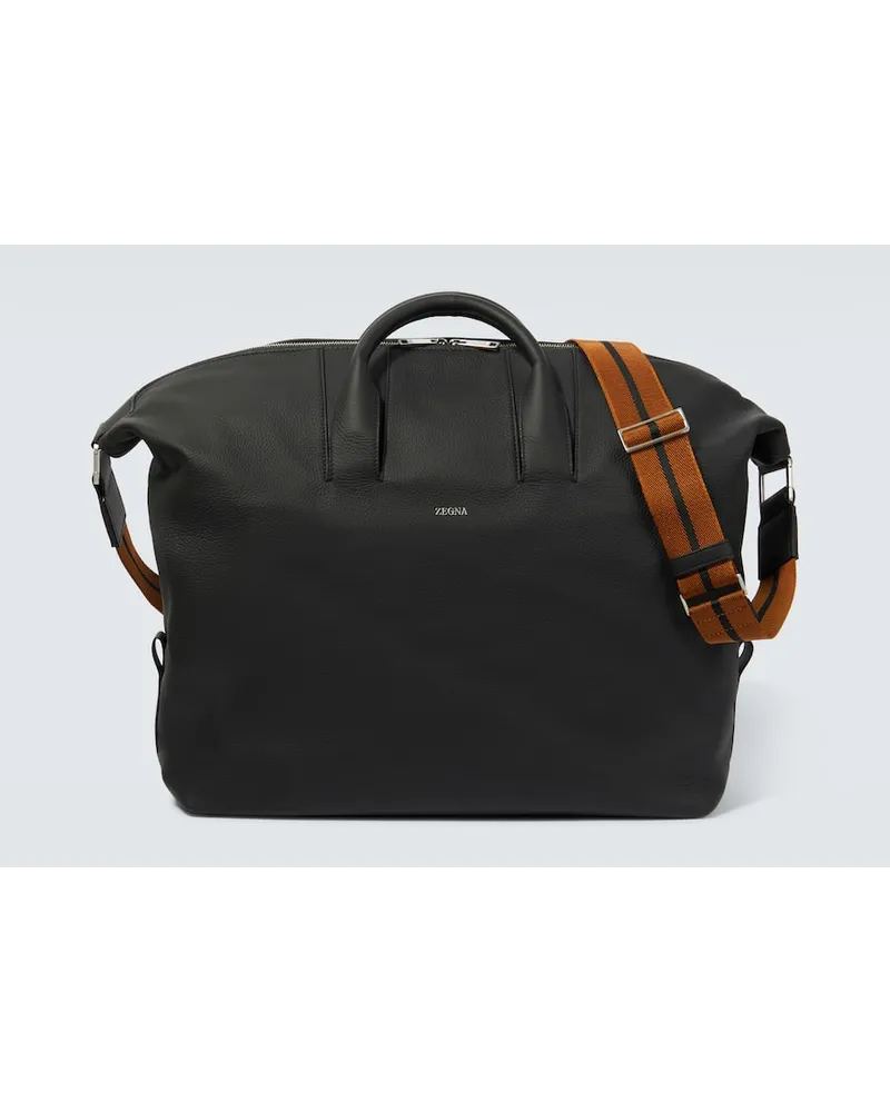 Ermenegildo Zegna Borsa da viaggio Raglan in pelle Nero