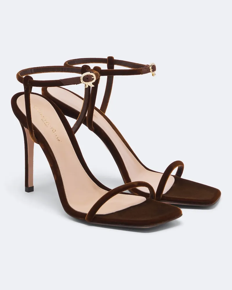 Gianvito Rossi Sandali in velluto Marrone