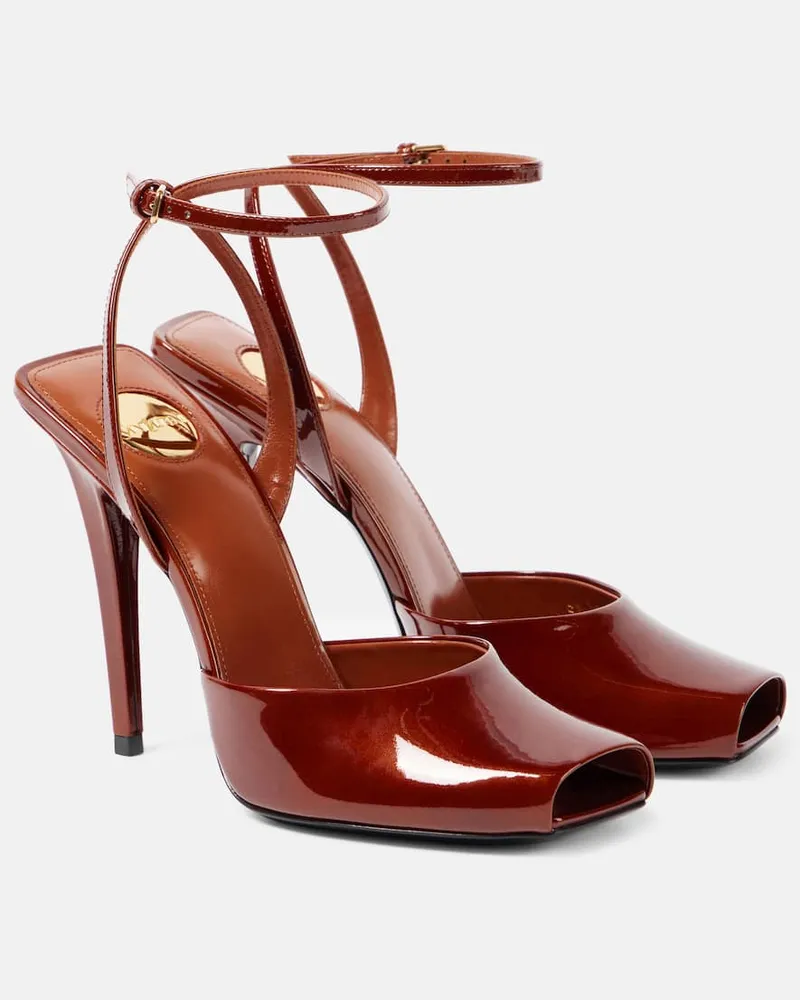 Saint Laurent Pumps La Scandale 110 in vernice Marrone