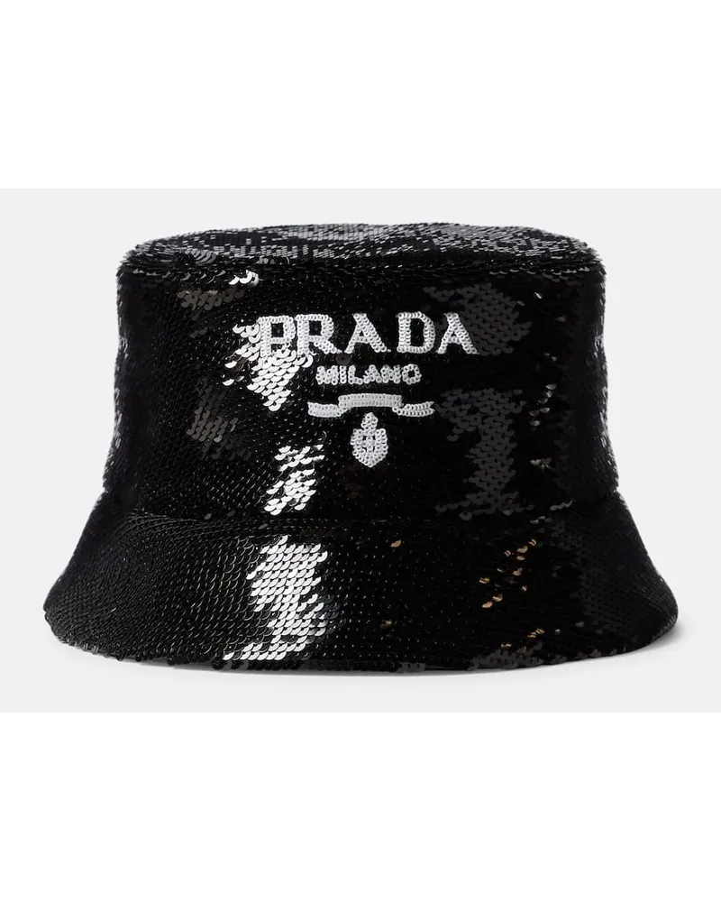 Prada Cappello da pescatore con paillettes Nero