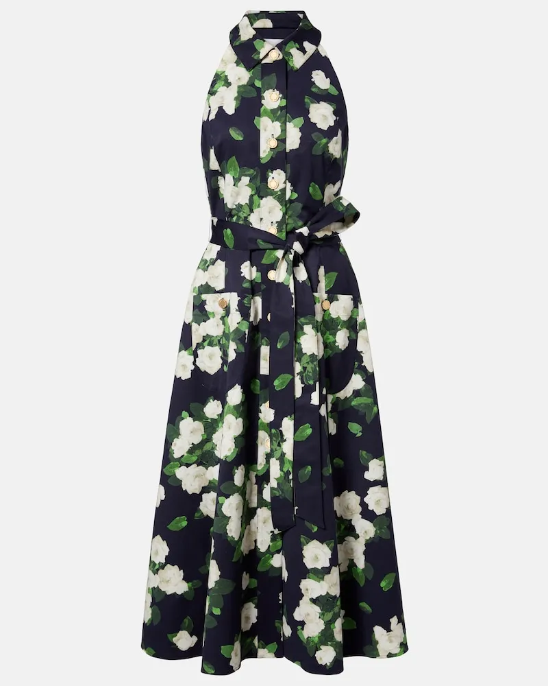 Carolina Herrera New York Abito midi in faille con stampa floreale Blu
