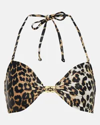 Ganni Top bikini con stampa leopardata Multicolore