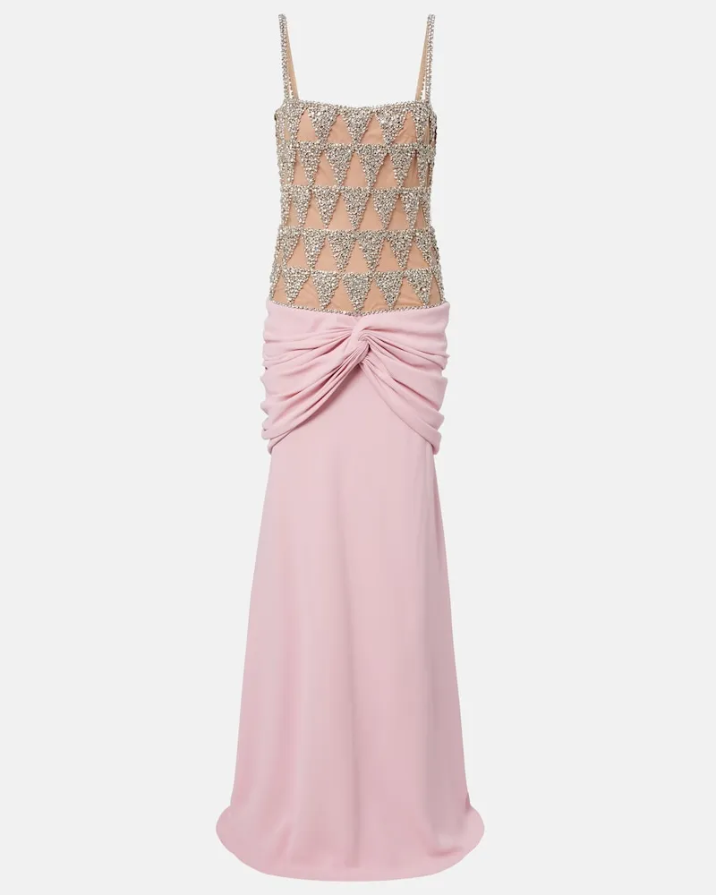 COSTARELLOS Abito lungo con cristalli Rosa