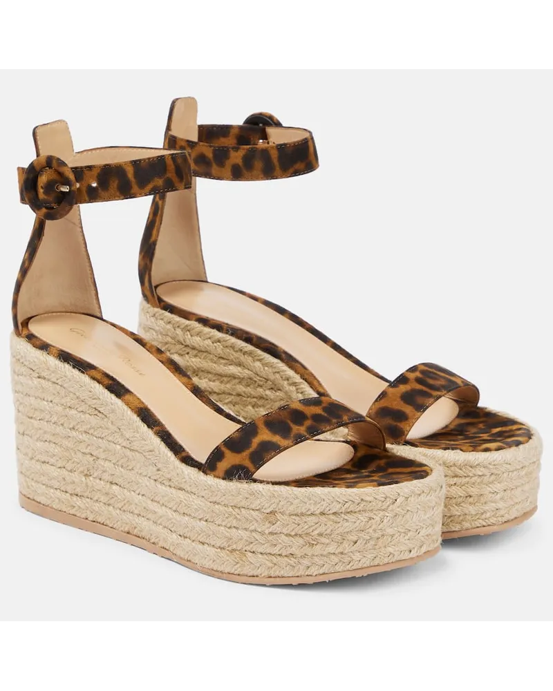 Gianvito Rossi Espadrillas Portofino in suede con zeppa Multicolore